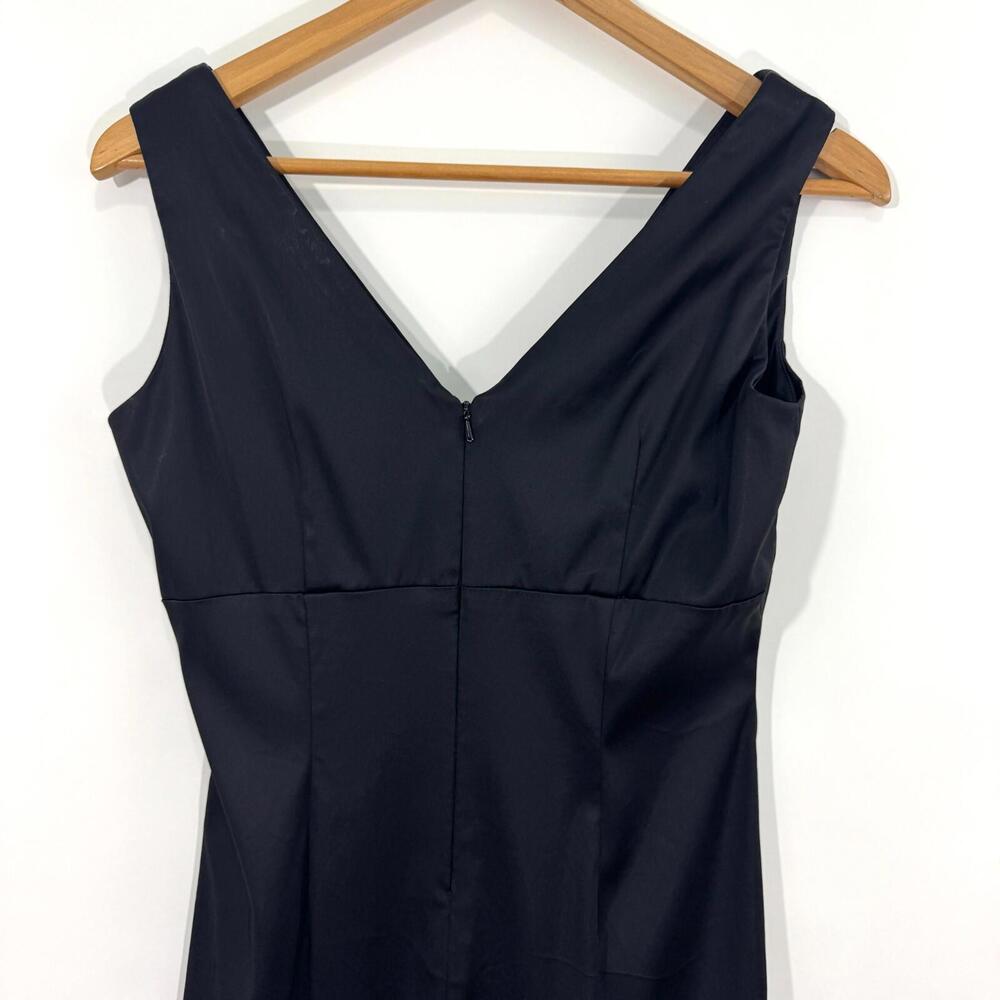 Donna Ricco New York Women’s Size 8 Black Satin V Neck Ruched Front Sheath Dress - Picture 8 of 10